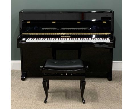 MODERN EBONISED PIANO being a fine, rarely used example, overstrung and by Steinmüller, 109 (h) x 146 (w) x 58cms (d), accomp