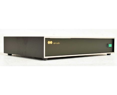 Naim Audio Hi-Fi - Model NAP 250 - a power amplifier finished in black with a chrome bumper and large green button. Within th