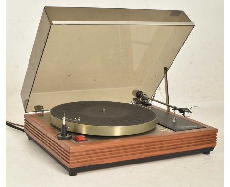 Linn Sondek Hi-Fi - Model LP12 - a vintage 1970s Transcription record player / turntable deck, having a smoked perspex cover 