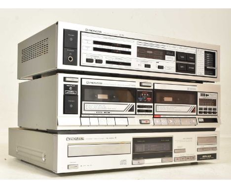 Pioneer Hi-Fi – Part Stacking System – comprises a Compact Disc Player / CD (PD-4050), Stereo Double Cassette Deck (CT-1060W)