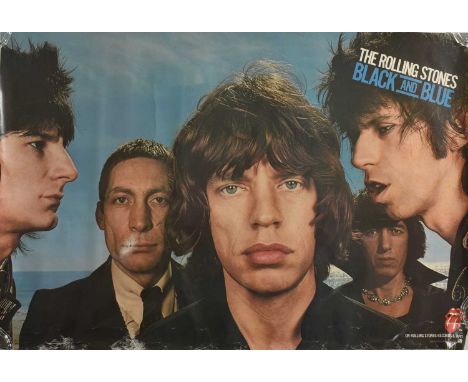 The Rolling Stones - Black &amp; Blue - a vintage album promo poster. Distributed by Atlantic Records. Tears and creases are 