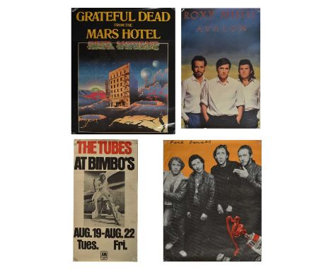 An assortment of four vintage 20th-century punk / rock promo album posters. The lot to include Roxy Music Avalon promo poster