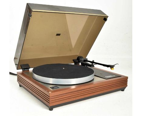 Linn Sondek Hi-Fi - Model LP12 - a vintage 1970s Transcription record player / turntable deck, having a smoked perspex cover 