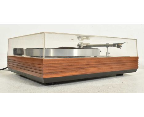 Linn Sondek Hi-Fi - Model LP12 - a vintage 1970s Transcription record player / turntable deck, having a clear perspex cover a