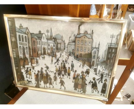 LS Lowry Industrial Town Scene Print w/1943 signature - measures 63x48cm