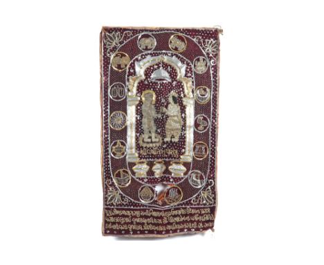 'antique' Northern Indian Gujarat "Chhoda", a temple tapestry with zardosi embroidery  || INDIA / GUJARAT  -  JAIN 'antieke' 