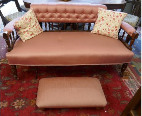 Antique salon sofa with matching stool