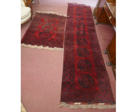 Afghan rug &amp; runner - Approx 104cm x 152cm &amp; 383cm x 95cm
