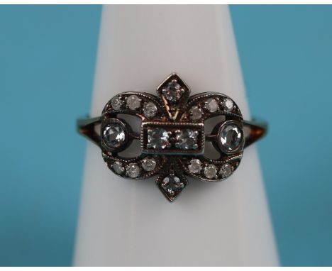 15ct gold blue topaz &amp; diamond ring