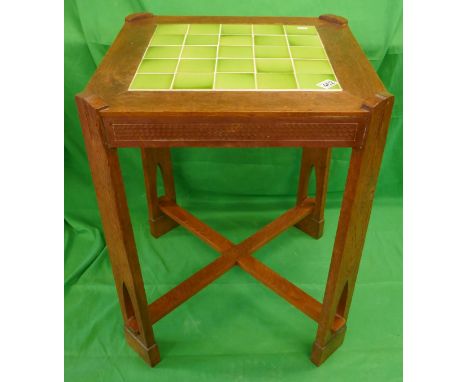 Oak Arts &amp; Crafts tile top occasional table