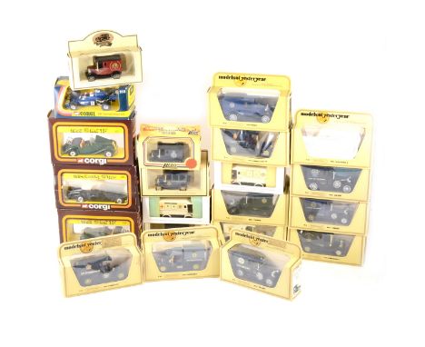 Limited edition Matchbox Models of Yesteryear, Lledo and Corgi toys; twenty one die-cast models mostly with decals relating t