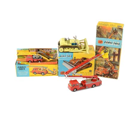Corgi Toys; die-cast models no.64 working conveyor on forward control Jeep FC150, Major Toys no.1102 Euclid TC-12 tractor wit
