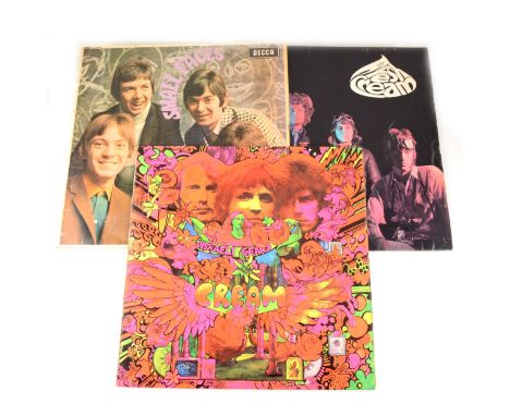 Three vinyl LP records; Cream - Disraeli Gears stereo 594003-A1 /594003-B1 on blue Reaction label, laminated sleeve, Cream - 