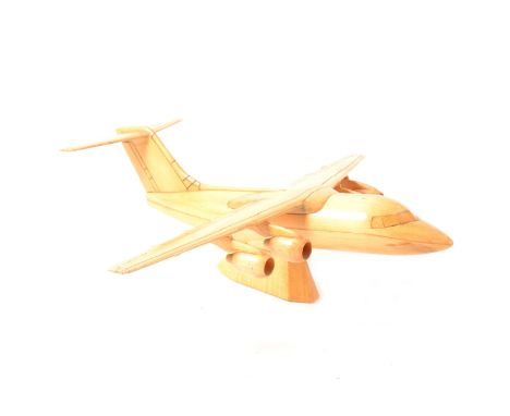 Corgi Toys prototype, BAe 146 wooden handmade model, 28cm long, made by Bassett-Lowke Ltd for Corgi c1980s, with original pro