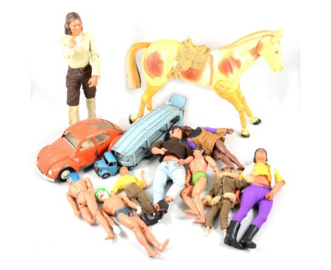 Vintage action figures, die-cast models and toys; including Planet of the Apes figure, Lone Ranger Tonto figures, horse and a