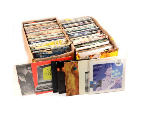 Vinyl music records singles; 1960s to 1990s music, approximately 250+, The Damned (red vinyl), The Smiths, The Pogues, Moonch