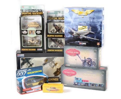Modern die-cast models and aircraft; nine mostly Corgi, including Great Bomber of the World, CSCW23002 EI Alamein, 47106 Doug