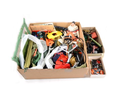 Action Man by Palitoy; a good quantity of clothing, outfits, hats, boots, accessories, guns, skis, weapons, ammo, paperwork e