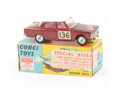 Corgi Toys; no.252 Rover 2000 'Monte Carlo Racing' decals, no.136 stickers, with special release label to box.