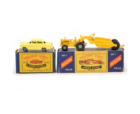 Matchbox Toys; no.45 Vauxhall Victor and a Major Pack no.1 Caterpillar earth mover, both boxed.