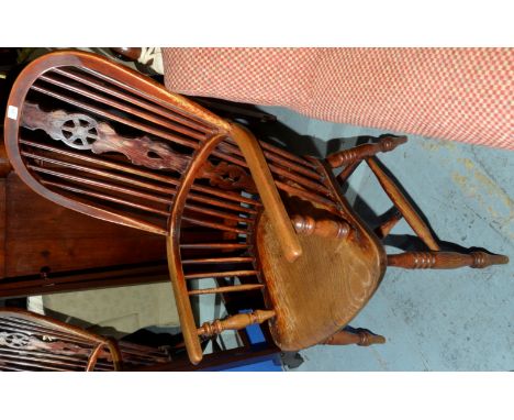 Stick back Windsor armchair with H shaped under stretcher and supports  