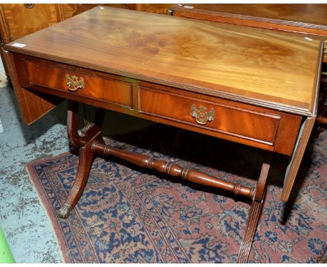 Reproduction regency style mahogany sofa table with two drawers 