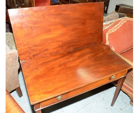 Mahogany fold over gate leg tea table with single drawer