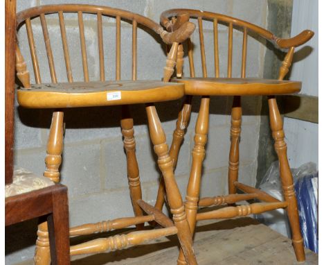 Pair of beech stick back bar stools