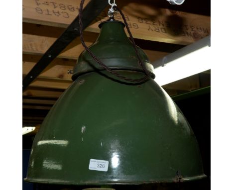 Large green enamelled light shade