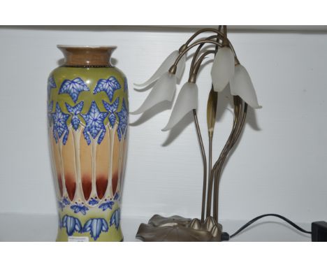 Large vase with tube lined decoration and a flower table lamp 