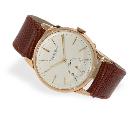 Armbanduhr: große, frühe IWC mit seltenem Rotgoldgehäuse, ca.1947: Ca. Ø34mm, 18K Rotgold, Gehäusenummer 433732, Handaufzug K