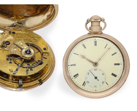 Bedeutende englische Taschenuhr mit Rechenankerhemmung, Robert Roskell Liverpool No. 1 !: Ca. Ø57,5mm, ca. 146g, 18K Rotgold,