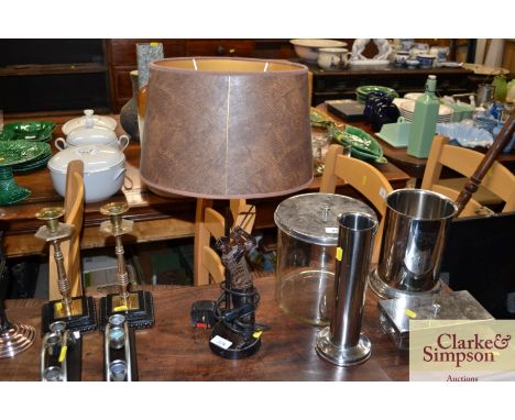A bronzed table lamp, in the form of a vintage golfer