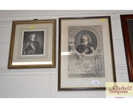 An antique coloured print depicting the Duke of Montrose; and a smaller example 