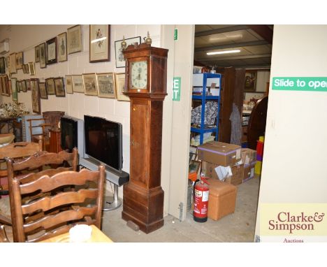 A 19th Century oak and mahogany longcase clock with painted dial and 30 hour movement 