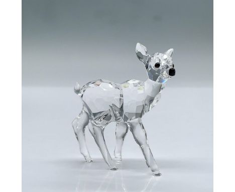This adorable fawn has a clear facetted body, smooth moulded legs, and a black nose. This item has its original box measuring
