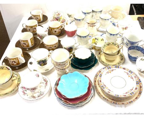 Large selection of assorted cups and saucers some named 