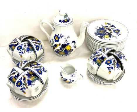 Spode Blue Bird s3274 c1838 - 12 cups 12 saucers 12 sandwich plates, milk jug, coffee pot 