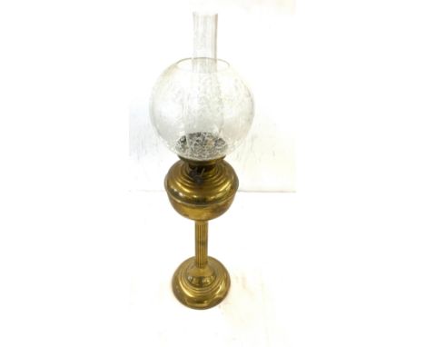 Vintage brass oil lamp with shade and funnel 