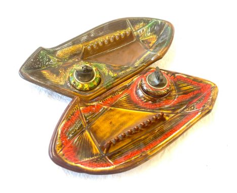 2 Vintage calif smokers trays with lighters e.38 