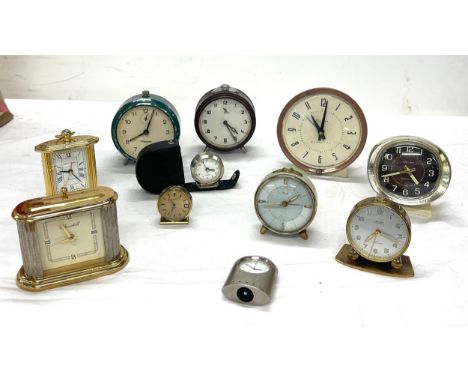 Selection of vintage alarm clocks includes westclox big ben alarm clock, westclox baby ben alarm clock, Timemaster ,Haller et