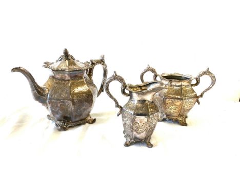 Silver plated 3 piece tea service 