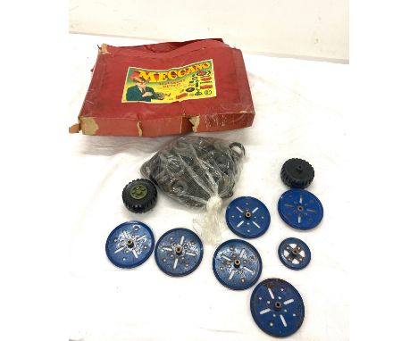 Selection of vintage Meccano wheels and tyres 