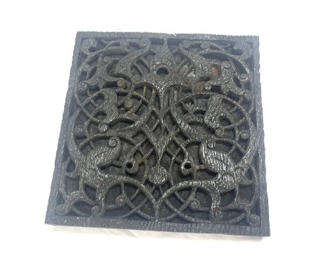 Islamic Ottoman wood design tile measures approx 9" by 8.5" 