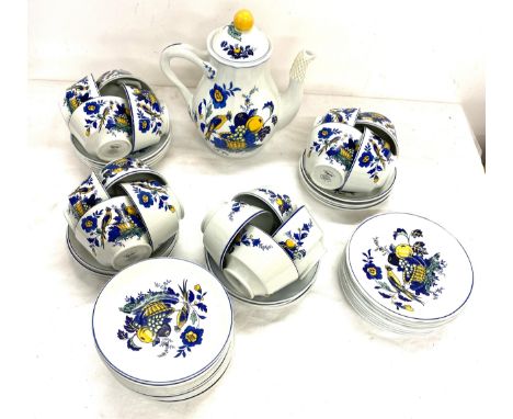 Spode Blue Bird s3274 c1838 - 16 cups 31 saucers coffee pot  7 side plates, 1 sandwich plate 