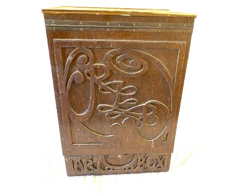 Vintage hand made art box with drawers measures approx 24" tall 16.5" wide 10.5" depth 