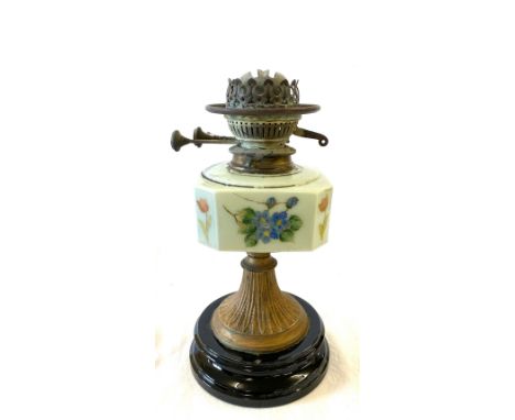 Vintage brass painted oil lamp 13" tall 