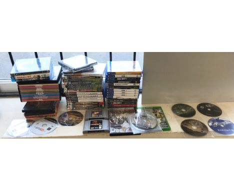 Large selection of assorted console games includes play station games, vintage nintendo games, pc games, fifa, dvds etc 