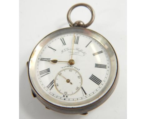 An early 20thC J G Graves Express pocket watch, having ceramic dial with Roman numerals and minute track, second subsidiary d
