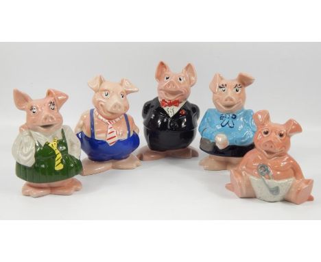 Wade NatWest piggy banks, comprising Mummy Pig, Daddy Pig, Son Pig, Daughter Pig and Baby Pig, (5).
